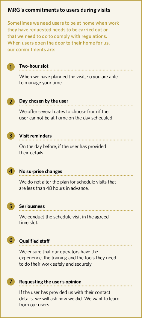 MRG’s commitments to users during visits
