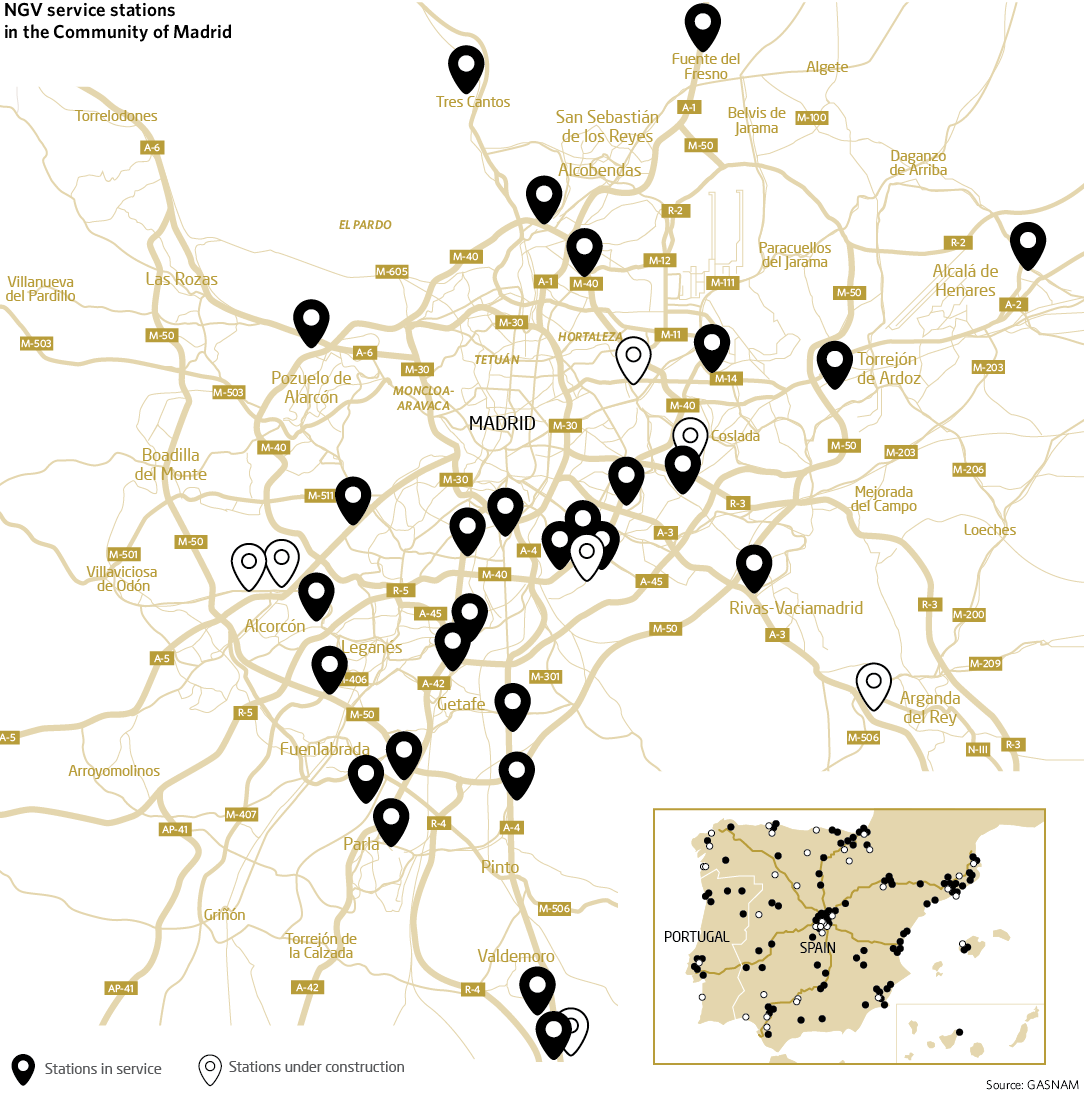 NGV service stations
in the Community of Madrid
